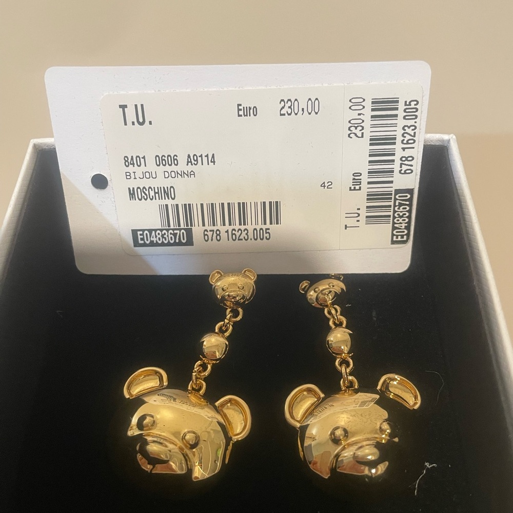 Sold XX Moschino Gold Bear Earrings